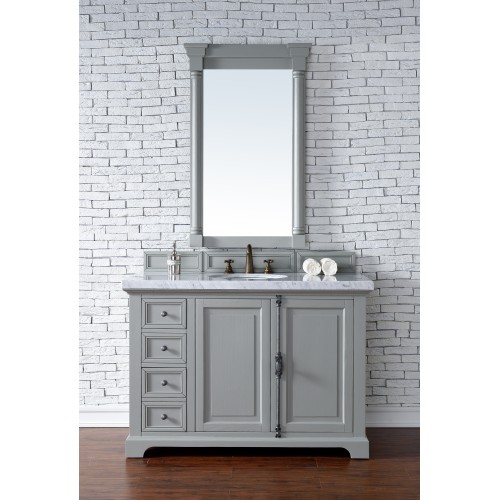 "Providence 48"" Urban Gray Single Vanity with Absolute Black Rustic Stone Top"