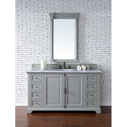 "Providence 60"" Urban Gray Single Vanity with Absolute Black Polished Stone Top"