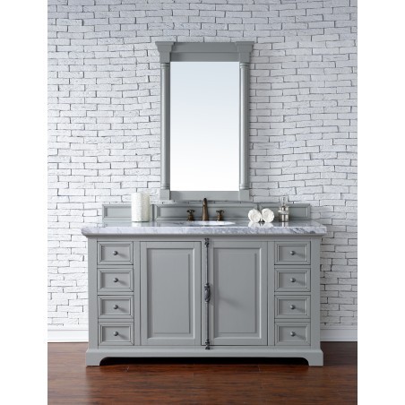 "Providence 60"" Urban Gray Single Vanity with Absolute Black Rustic Stone Top"