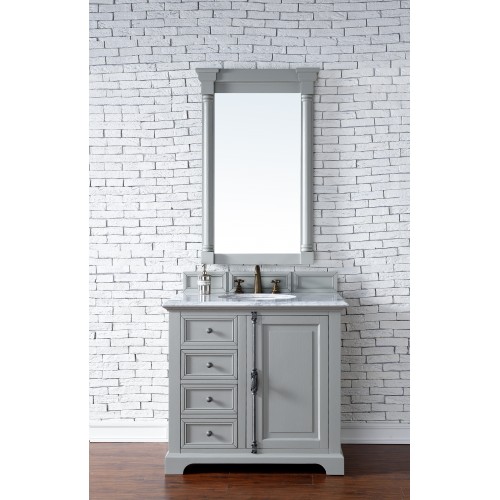 "Providence 36"" Urban Gray Single Vanity with Absolute Black Polished Stone Top"