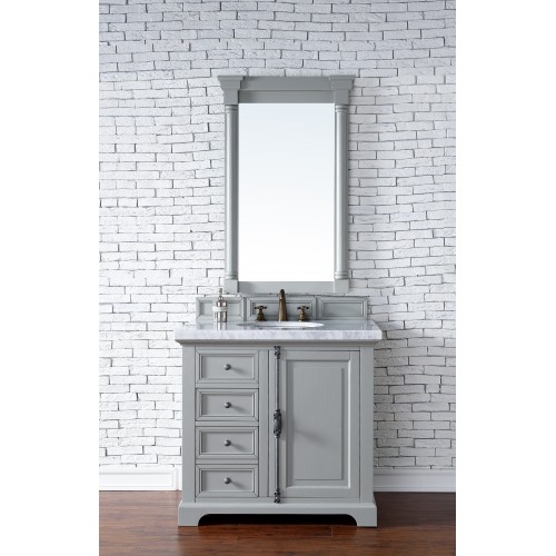"Providence 36"" Urban Gray Single Vanity with Absolute Black Rustic Stone Top"