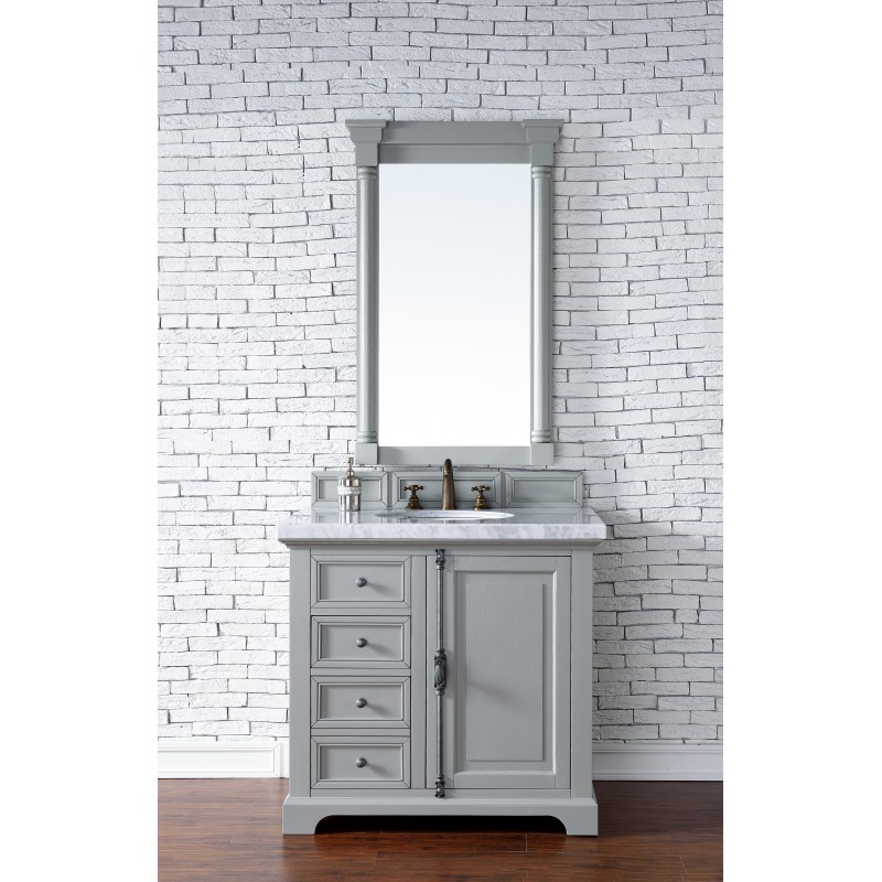 "Providence 36"" Urban Gray Single Vanity with Absolute Black Rustic Stone Top"