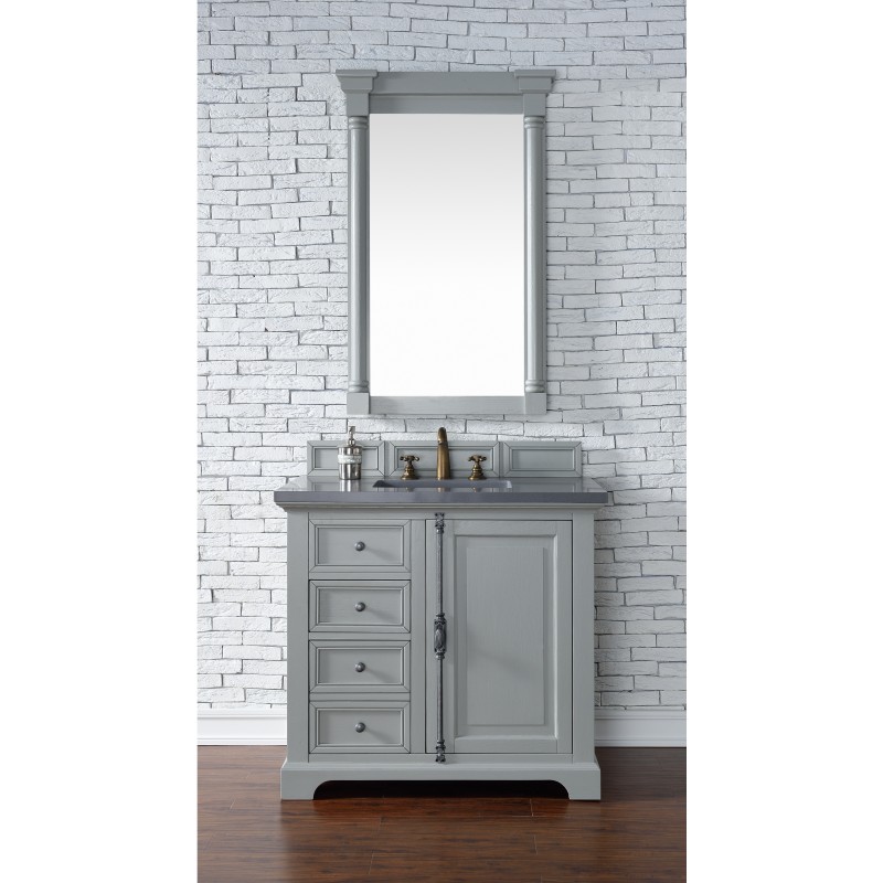 "Providence 36"" Urban Gray Single Vanity with Shadow Gray Quartz Top"