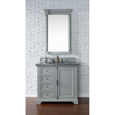 "Providence 36"" Urban Gray Single Vanity with Shadow Gray Quartz Top"