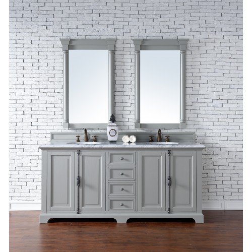 "Providence 72"" Urban Gray Double Vanity with Absolute Black Polished Stone Top"