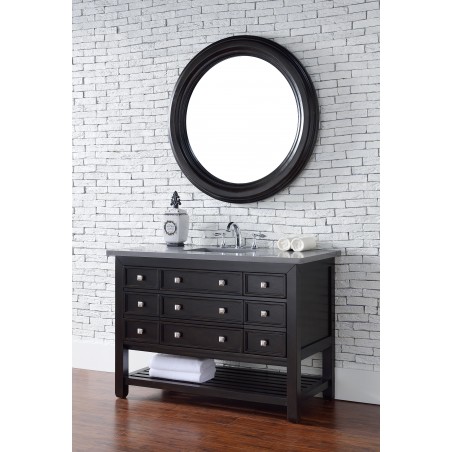 "Vancouver 48"" Cerused Espresso Oak Single Vanity with Shadow Gray Quartz Top"