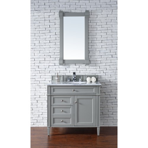 "Brittany 36"" Urban Gray Single Vanity with Absolute Black Polished Stone Top"