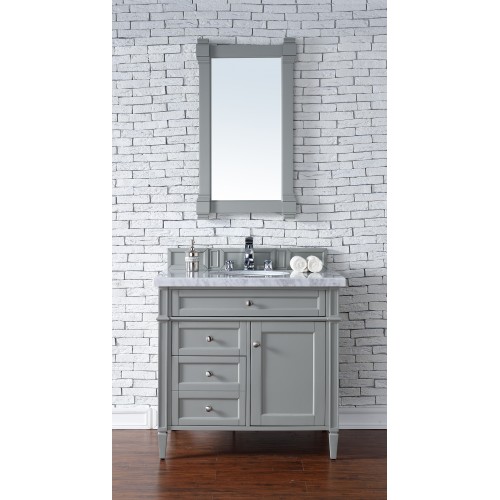 "Brittany 36"" Urban Gray Single Vanity with Absolute Black Rustic Stone Top"