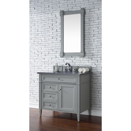 "Brittany 36"" Urban Gray Single Vanity with Shadow Gray Quartz Top"