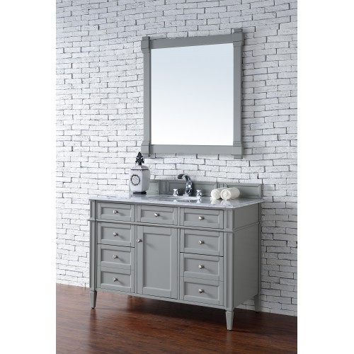 "Brittany 48"" Urban Gray Single Vanity with Absolute Black Polished Stone Top"