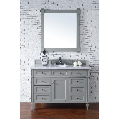 "Brittany 48"" Urban Gray Single Vanity with Absolute Black Rustic Stone Top"