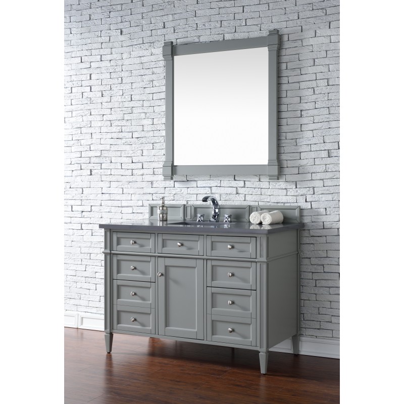 "Brittany 48"" Urban Gray Single Vanity with Shadow Gray Quartz Top"