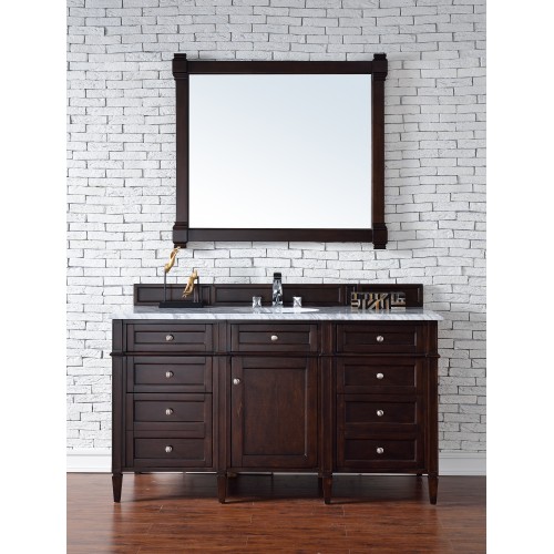 "Brittany 60"" Burnished Mahogany Single Vanity with Absolute Black Polished Stone Top"