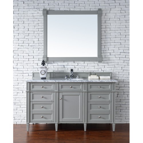 "Brittany 60"" Urban Gray Single Vanity with Absolute Black Polished Stone Top"