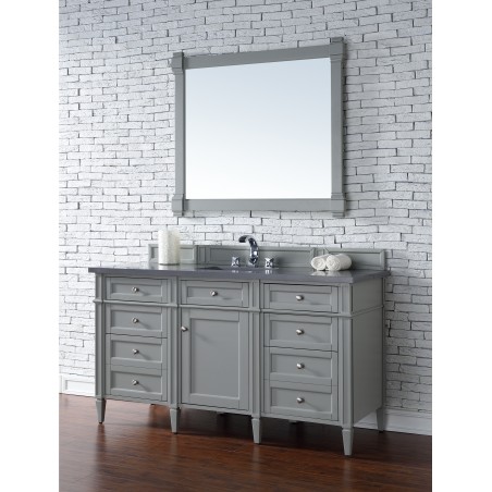 "Brittany 60"" Urban Gray Single Vanity with Shadow Gray Quartz Top"