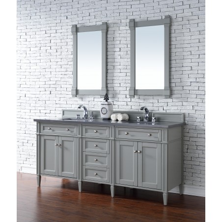 "Brittany 72"" Urban Gray Double Vanity with Shadow Gray Quartz Top"