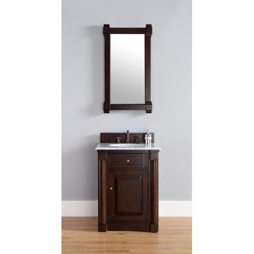 "New Haven 26"" Burnished Mahogany Single Vanity with Absolute Black Polished Stone Top"