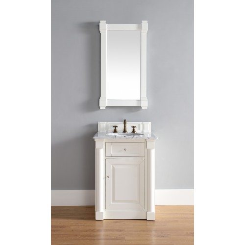 "New Haven 26"" Cottage White Single Vanity with Absolute Black Polished Stone Top"
