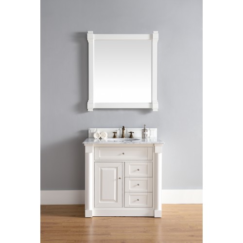 "New Haven 36"" Cottage White Single Vanity with Absolute Black Polished Stone Top"