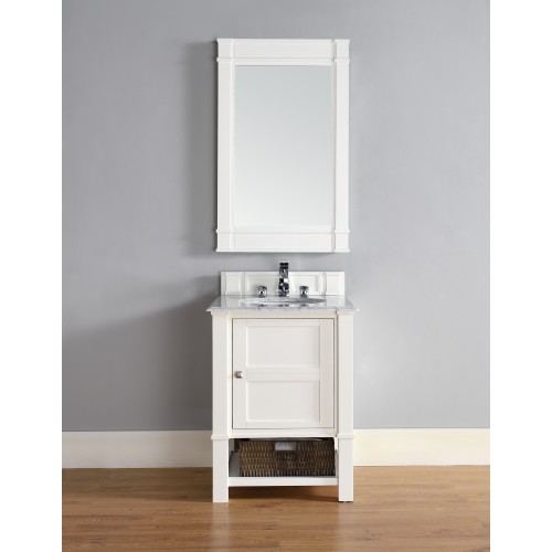 "Madison 26"" Cottage White Single Vanity with Absolute Black Polished Stone Top"