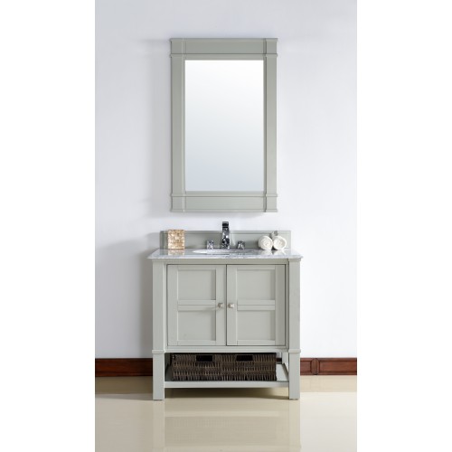 "Madison 36"" Dove Gray Single Vanity with Absolute Black Polished Stone Top"