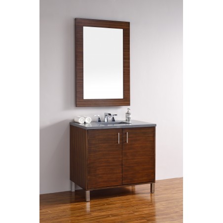 "Metropolitan 36"" American Walnut Single Vanity with Shadow Gray Quartz Top"