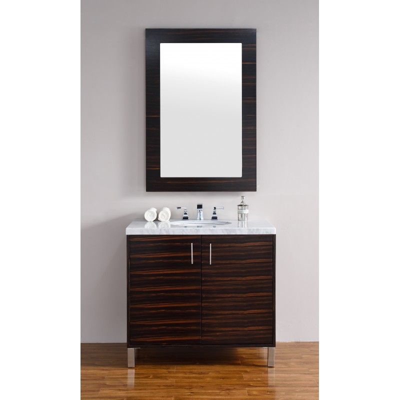 "Metropolitan 36"" Macassar Ebony Single Vanity with Absolute Black Rustic Stone Top"