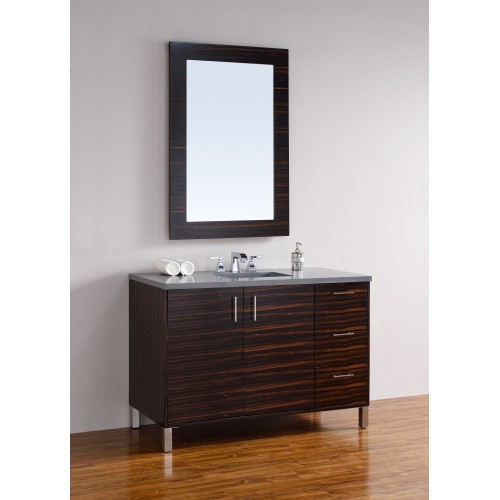 "Metropolitan 48"" Macassar Ebony Single Vanity with Shadow Gray Quartz Top"