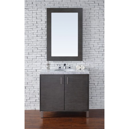 "Metropolitan 36"" Silver Oak Single Vanity with Absolute Black Rustic Stone Top"