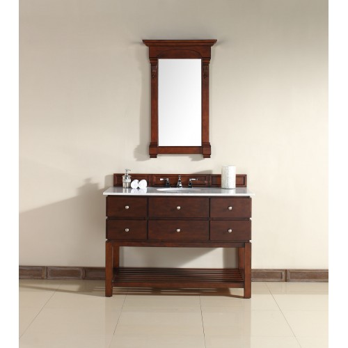 "Andover 48"" Single Vanity Warm Cherry Finish Guangxi Marble Top"
