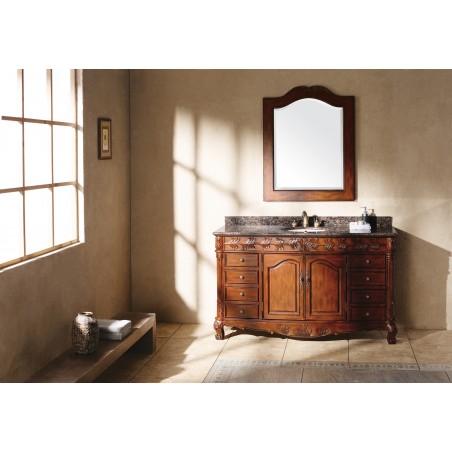 "St. James 60"" Single Granite Top Vanity Cherry"