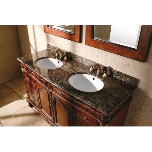 "St. James 60"" Double Granite Top Vanity Cherry"