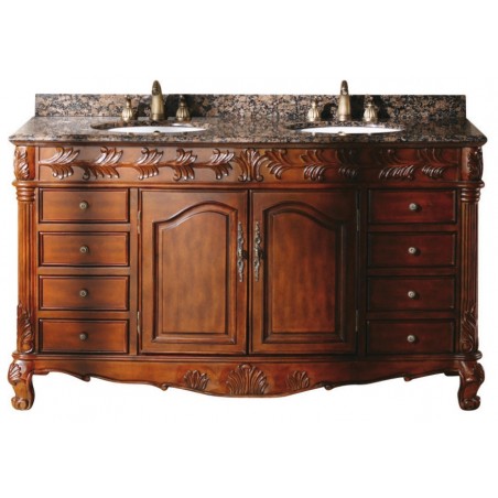 "St. James 60"" Double Granite Top Vanity Cherry"