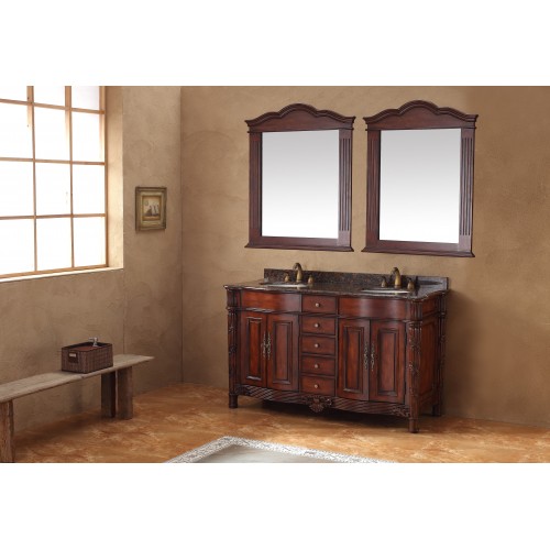 "Tuscany 60"" Double Granite Top Vanity Cherry"