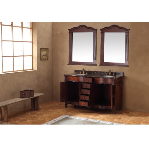 "Tuscany 60"" Double Granite Top Vanity Cherry"