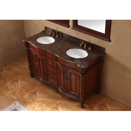 "Tuscany 60"" Double Granite Top Vanity Cherry"