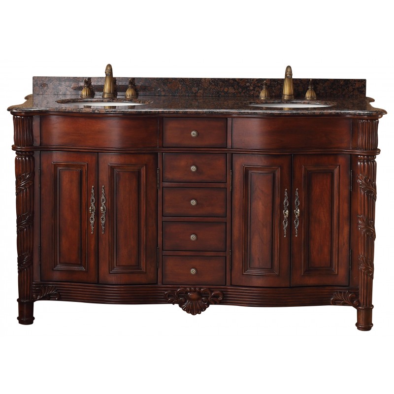 "Tuscany 60"" Double Granite Top Vanity Cherry"