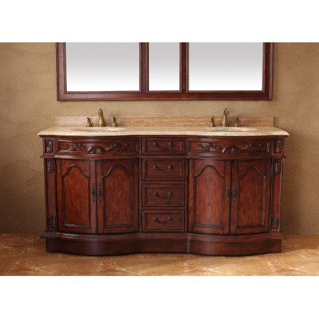 "Amalfi 72"" Double Travertine Top Vanity Cherry"