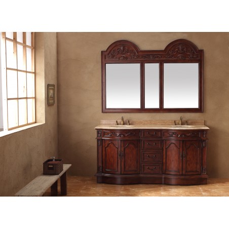 "Amalfi 72"" Double Travertine Top Vanity Cherry"