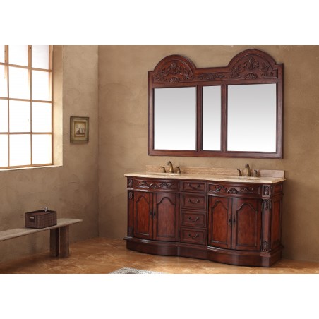 "Amalfi 72"" Double Travertine Top Vanity Cherry"