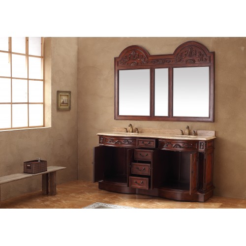 "Amalfi 72"" Double Travertine Top Vanity Cherry"