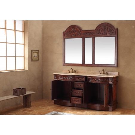 "Amalfi 72"" Double Travertine Top Vanity Cherry"