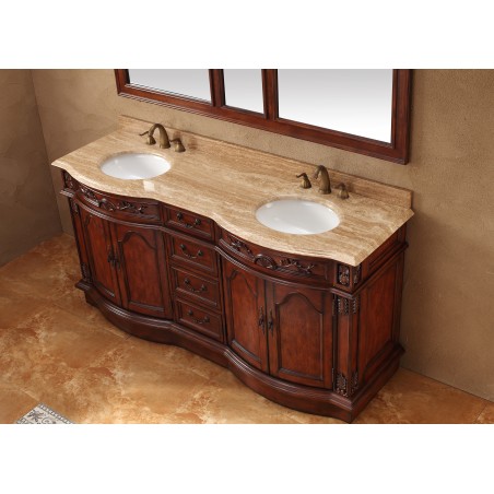 "Amalfi 72"" Double Travertine Top Vanity Cherry"