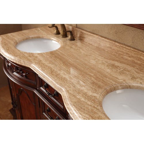 "Amalfi 72"" Double Travertine Top Vanity Cherry"