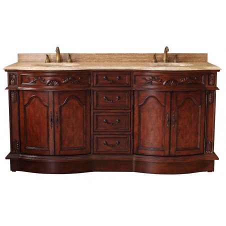 "Amalfi 72"" Double Travertine Top Vanity Cherry"