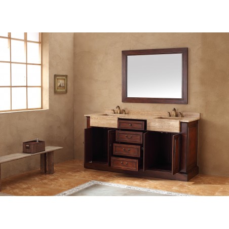 "Boston 72"" Double Travertine Top Vanity Cherry"