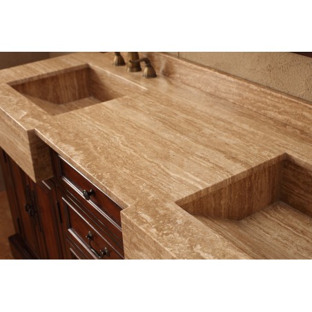 "Boston 72"" Double Travertine Top Vanity Cherry"