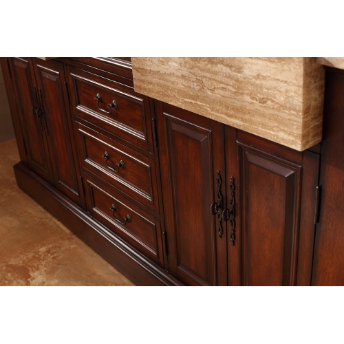 "Boston 72"" Double Travertine Top Vanity Cherry"