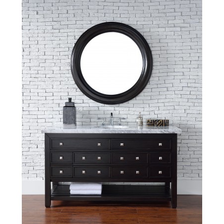 "Vancouver 60"" Cerused Espresso Oak Single Vanity with Shadow Gray Quartz Top"