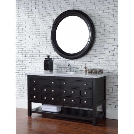 "Vancouver 60"" Cerused Espresso Oak Single Vanity with Shadow Gray Quartz Top"